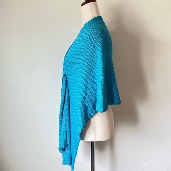 NWT Chico's Blue Weave Open Front Knit Wrap Shrug Cardigan Sweater Size L/XL - Picture 3 of 8